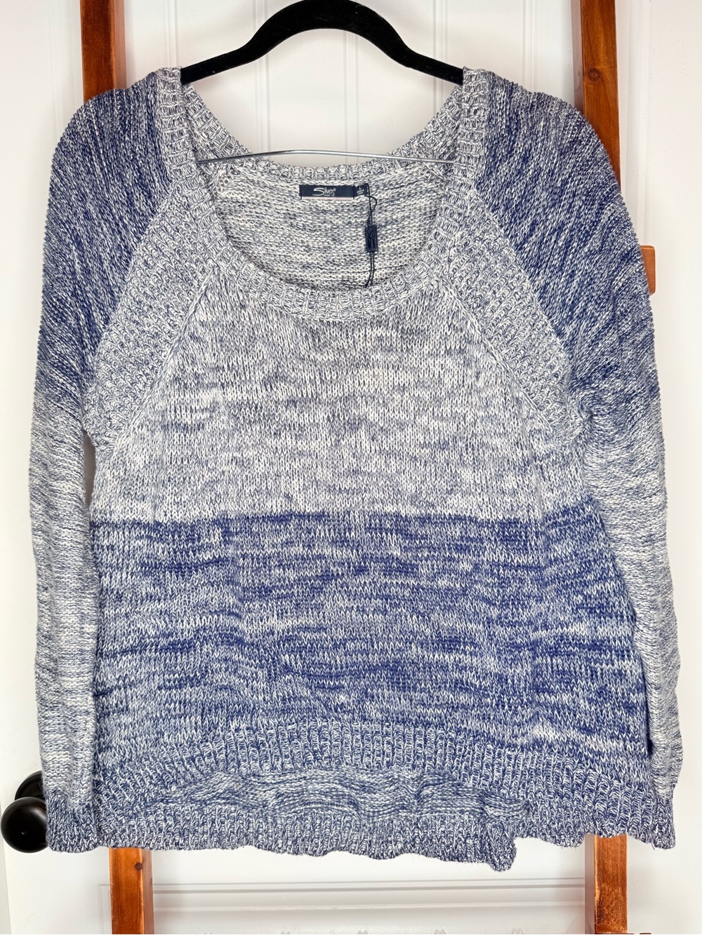 Silver Jeans Co. Blue & White Marled Ombre Knit Sweater Size Large